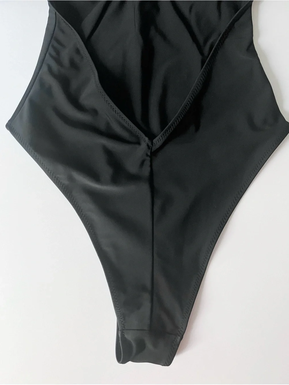 White Fox Black High-Cut One-Piece Swimsuit w/Adjustable Tie Straps Women’s SM